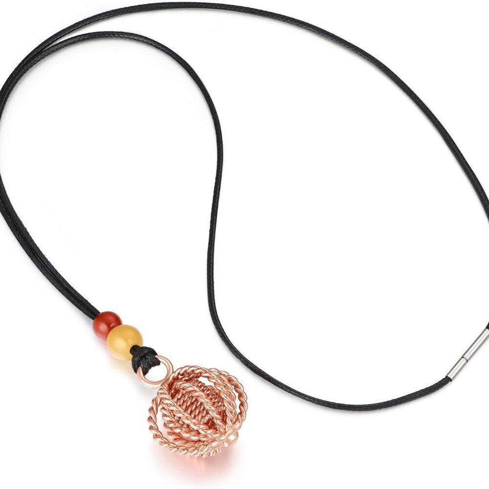 Copper Pendant Necklace Sacred Geometry Energy Sphere Red Agate Jasper Balance - Picture 2 of 7